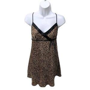 Morgan Taylor Leonard Print Cami Babydoll Chemise Mini Slip Dress S 90s Y2K 180L